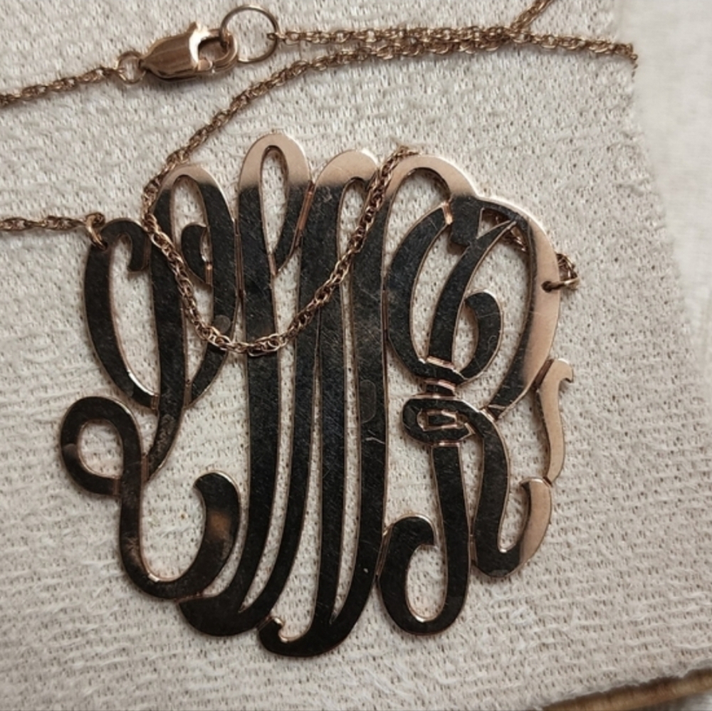 JENNIFER ZEUNER STERLING SILVER 18K GOLD PLATED MONOGRAM INITIAL NECKLACE